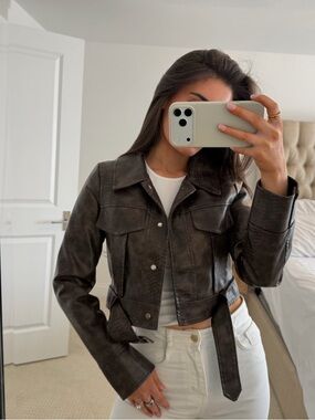 Brown Faux Leather Jacket